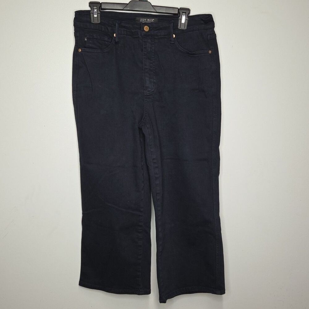 Judy Blue JB88807  Wide Leg  Jeans Women's 13/31 Black Garment Dyed Cropped